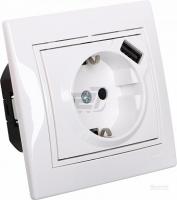 Lezard 701-0202-181 Розетка 1СП с/з+USB бел