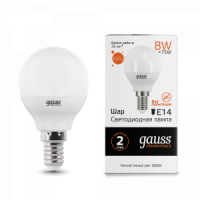 Лампа Gauss LED elementary Clobe 8W E14 2700K 