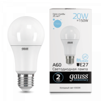 Лампа Gauss LED elementary А60 20W Е27 6500К