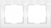 Рамка на 2пост WL-Frame-02 Flock White (белый пластик, узор)