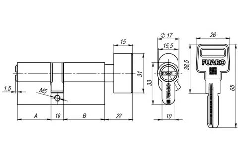 Цилиндр с верт R602/80mm(35+10+35) PВ латунь,5кл.