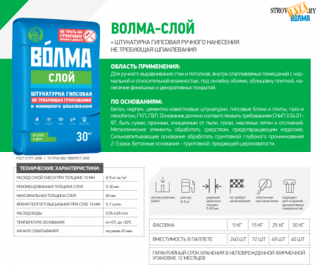 Штукатурка "Волма-слой" 30кг Волгоград