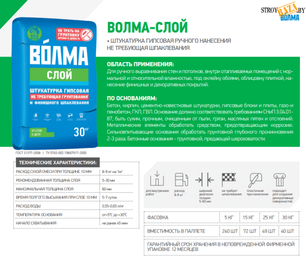Штукатурка "Волма-слой" 15кг Волгоград