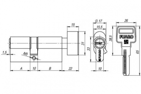 Цилиндр с верт R602/80mm(35+10+35) PВ латунь,5кл.